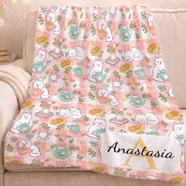 Cobertor De Velo Personalized Monogram Name Pastel High Tea Pink