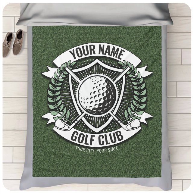 Cobertor De Velo Personalized NAME Golfer Golf Club Turf Clubhouse (Criador carregado)