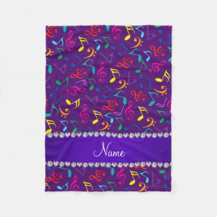 Cobertor De Velo Personalized name purple rainbow music notes