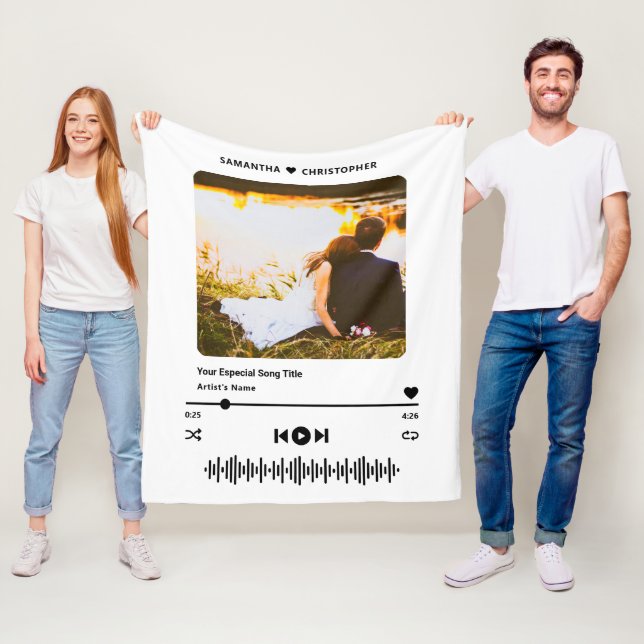 Cobertor De Velo Personalized Name Special Song Music Player Photo (In Situ)