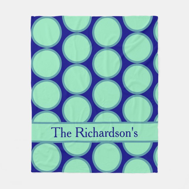 Cobertor De Velo Personalized Navy Mint Polka Dot Pattern Modern  (Frente)