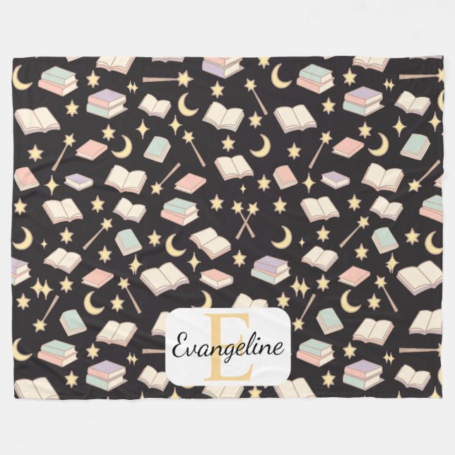 Cobertor De Velo Personalized Night Reading Aesthetic Pattern Magic (Frente (Horizontal))