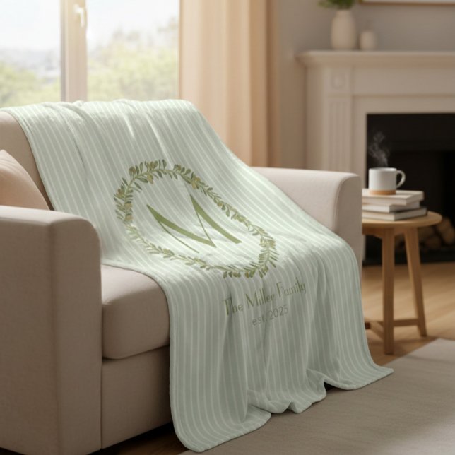 Cobertor De Velo Personalized Olive Wreath Monogram  (Criador carregado)