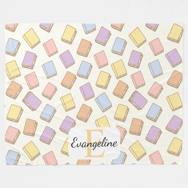 Cobertor De Velo Personalized Pastel Bookish Aesthetic Pattern (Frente (Horizontal))