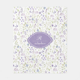 Cobertor De Velo Personalized Purple Floral Monogram