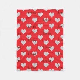 Cobertor De Velo Personalized Red Love Heart Name Blanket