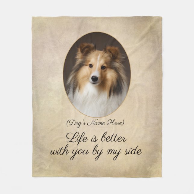 Cobertor De Velo Personalized Sable Sheltie by My Side (Frente)