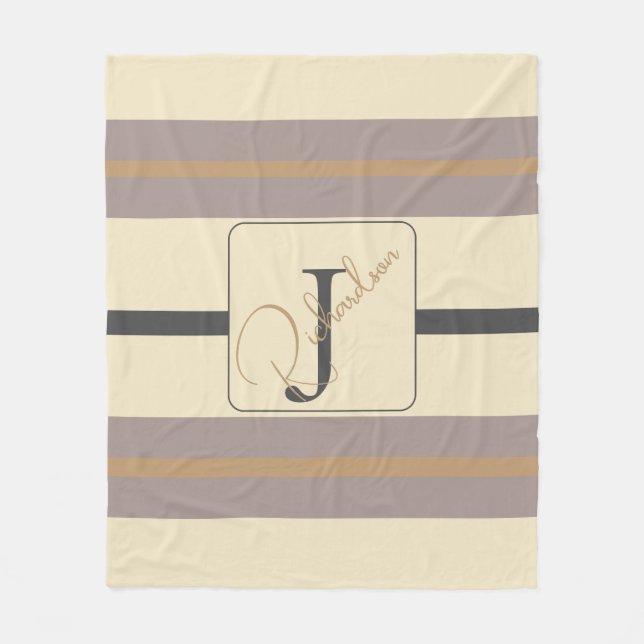 Cobertor De Velo Personalized Taupe Gold Stripe Modern Neutral Chic (Frente)