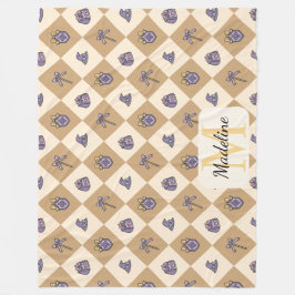 Cobertor De Velo Personalized Wizard School Gold Monogram Name