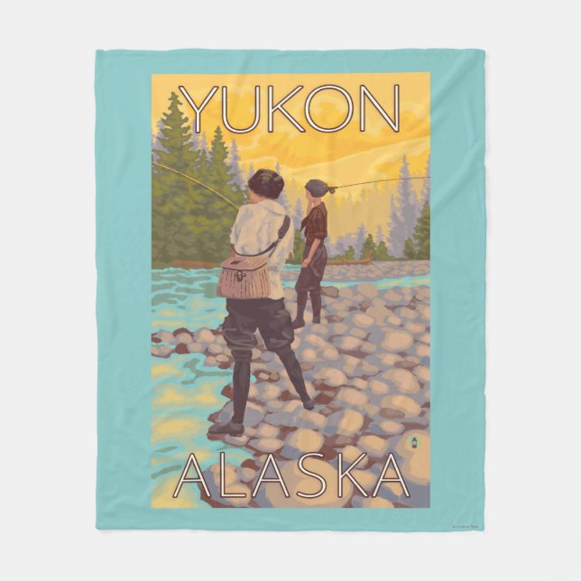 Cobertor De Velo Pesca com mosca das mulheres - Yukon, Alaska (Frente)