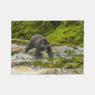 Cobertor De Velo Pesca com Urso Negro   Qua Creek British Columbia