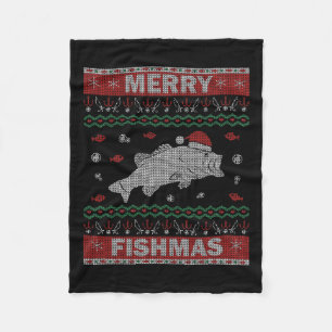 Cobertor De Velo Pesca de suéter de Natal Feio Feliz F