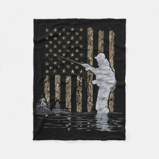 Cobertor De Velo Pescaria com Mosca Pescador Bandeira Americana Cam