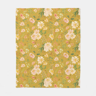 Cobertor De Velo Pêssego Flor Aquarela Mustar Amarelo