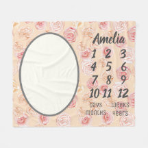Pêssego & Rosa Pêssego Aquarela Milestone Baby Bla