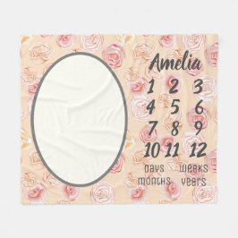 Cobertor De Velo Pêssego & Rosa Pêssego Aquarela Milestone Baby Bla