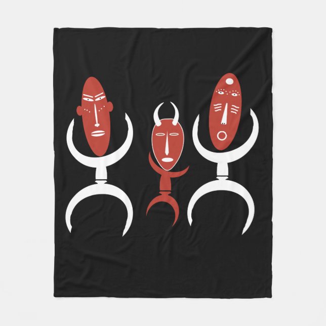 Cobertor De Velo pessoas de dança tribal abstrato africanas (Frente)