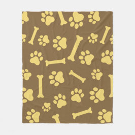Cobertor De Velo Pet - Cat or Dog Paw Footprint and Bone Pattern  