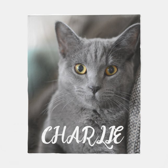COBERTOR DE VELO PET CAT PHOTO CUSTOM FLEECE BLANKET (Frente)