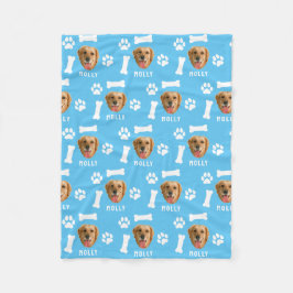 Cobertor De Velo Pet de Cão Personalizado Foto e Nome Azul