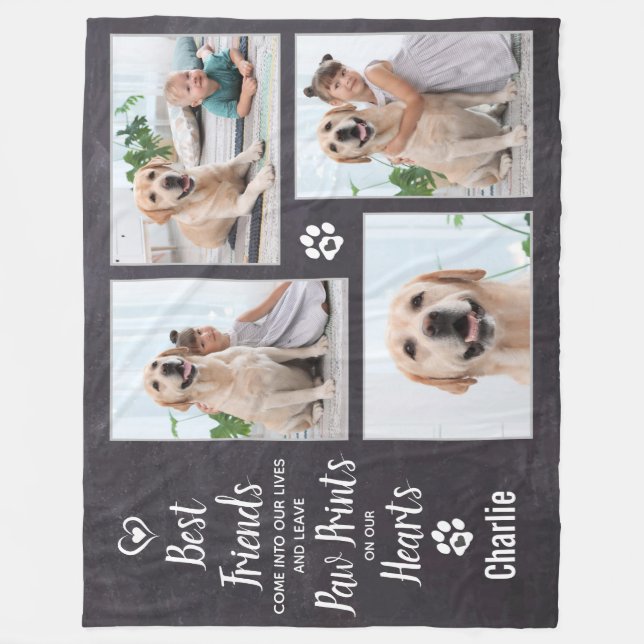 Cobertor De Velo Pet Dog Memorial Fotografia Collage Keepsaet (Frente)