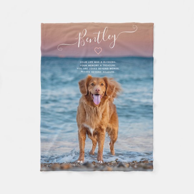 Cobertor De Velo Pet Memorial Citação Foto Keepsasasaame Typografia (Frente)