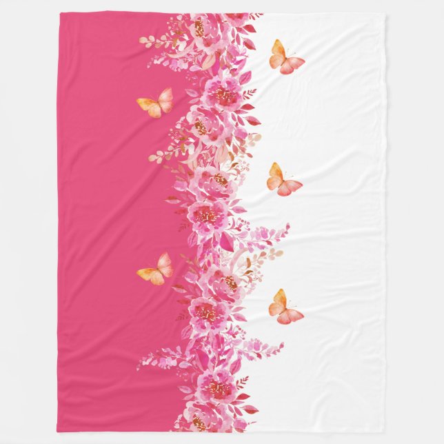 Cobertor De Velo Petal Soft Pink Butterfly Sherpa Blanket (Frente)