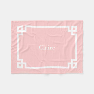 Cobertor De Velo Pétala Rosa e Branco Monograma Chave Grega