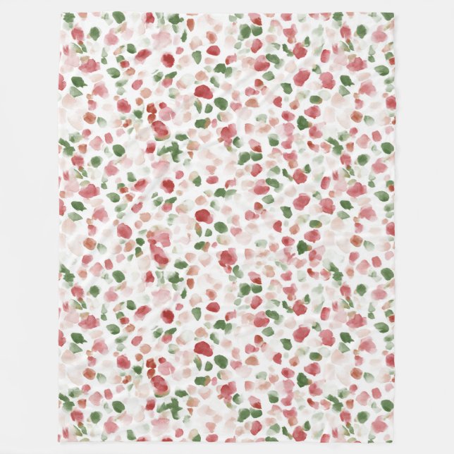 Cobertor De Velo Pétalas de Flor Verde Vermelho (Frente)