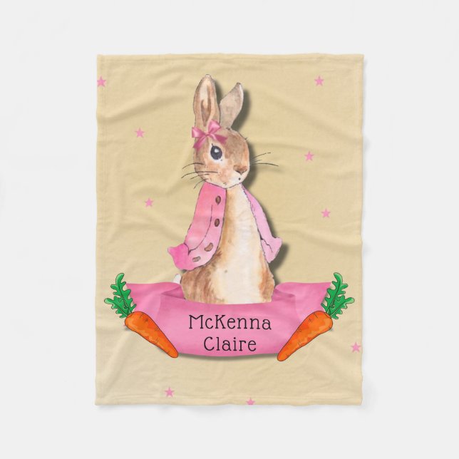 Cobertor De Velo Peter Rabbit Flopspsy Pink Girl Personalizada (Frente)