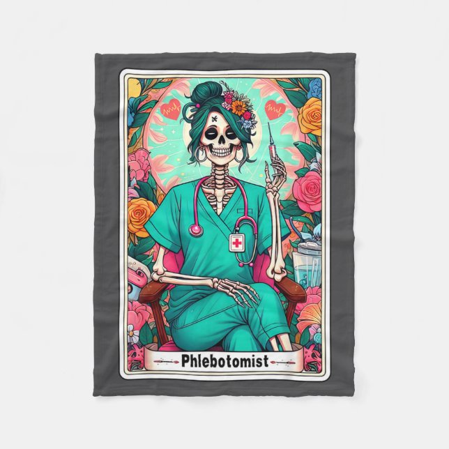 Cobertor De Velo Phlebotomist Tarot Card Skeleton Phlebotomy Tech P (Frente)