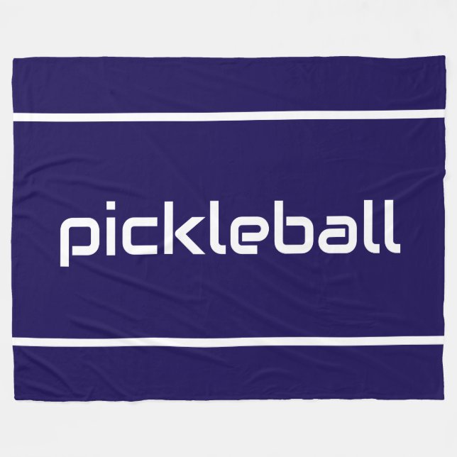 Cobertor De Velo PICKLEBALL de texto branco elegante com listras em (Frente (Horizontal))