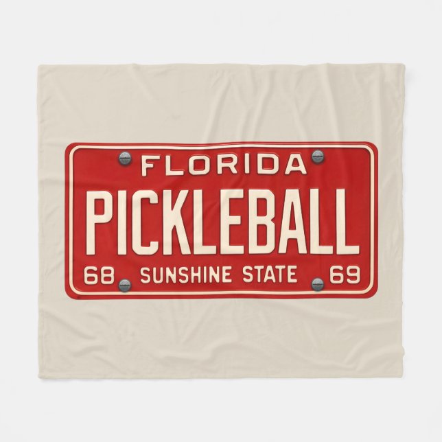Cobertor De Velo Pickleball Player Fan Retro Florida License Plate (Frente (Horizontal))