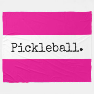 Cobertor De Velo PICKLEBALL Rosa Vibrante Listras Brancas Texto Ret