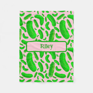 Cobertor De Velo Picles Verdes no Fundo Rosa Suave