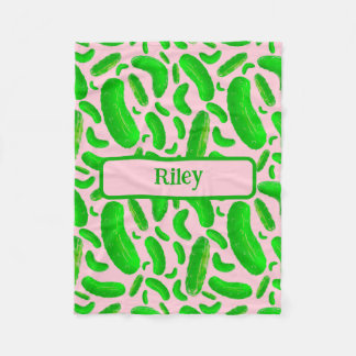 Cobertor De Velo Picles Verdes no Fundo Rosa Suave