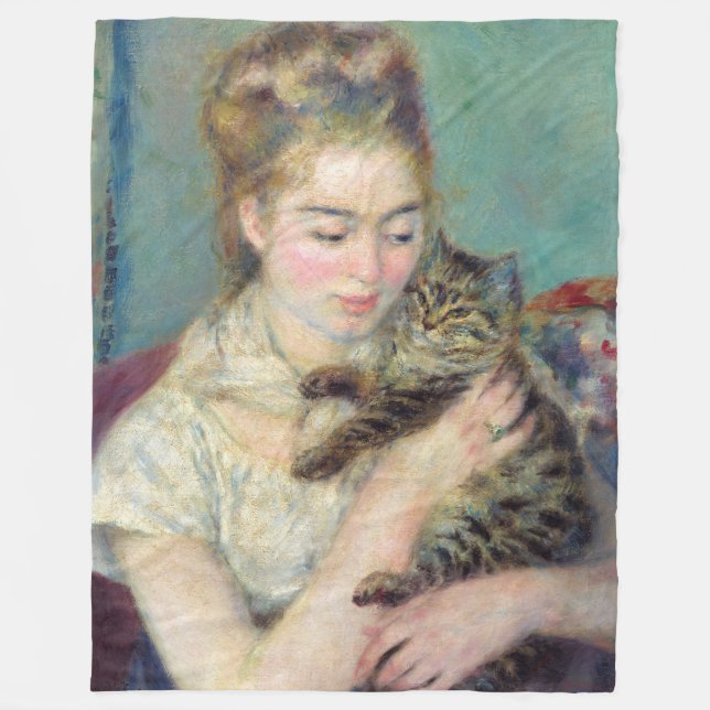 Cobertor De Velo Pierre-Auguste Renoir - Mulher com gato (Frente)