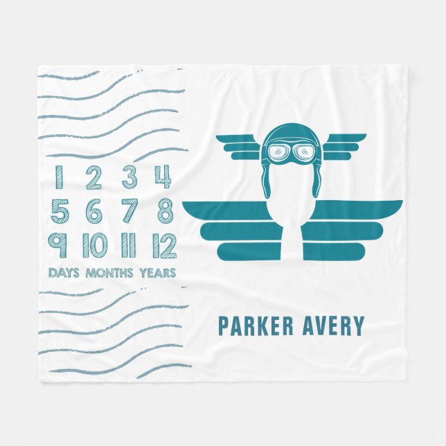 Cobertor De Velo Piloto de avião Baby Milestone (Frente (Horizontal))