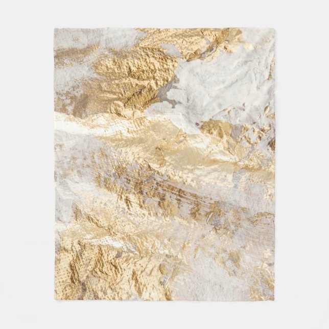 Cobertor De Velo Pincel de ouro branco pintou textura. (Frente)