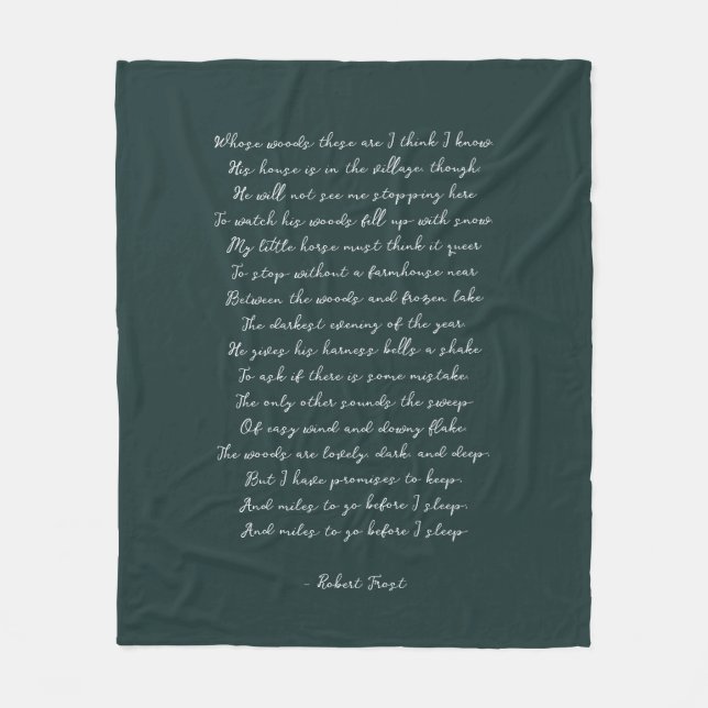 Cobertor De Velo Pine Green Custom Poem Song Lyric Quote  (Frente)