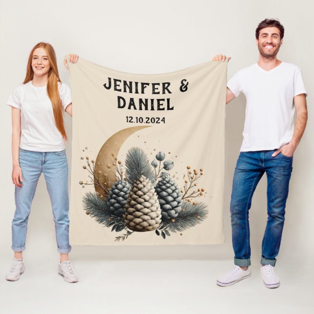 Cobertor De Velo Pinecones e Crescent Moon Winter Love (In Situ)