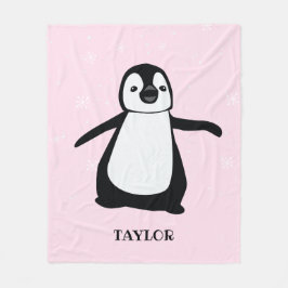 Cobertor De Velo Pinguim-bebê fofo rosa personalizado
