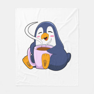 Cobertor De Velo Pinguim com taça de café