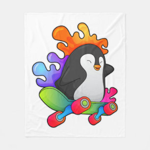 Cobertor De Velo Pinguim como skater com skate