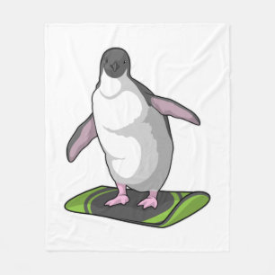 Cobertor De Velo Pinguim como Snowboarder com Snowboard