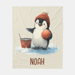 Cobertor De Velo Pinguim de Basquete de Inverno Personalizado para