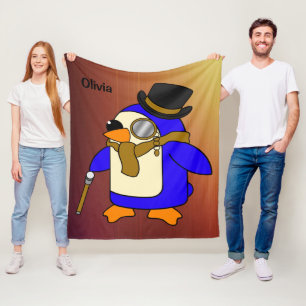 Cobertor De Velo Pinguim de desenho animado bonito curtido em couro