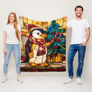 Cobertor De Velo Pinguim de Natal em Vidro Pintado