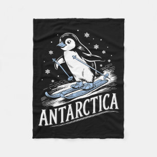 Cobertor De Velo Pinguim engraçado esquiando férias de inverno na A