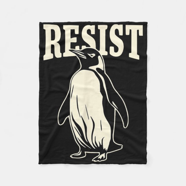 Cobertor De Velo Pinguim Engraçado Resiste Pinguins em Protesto Con (Frente)